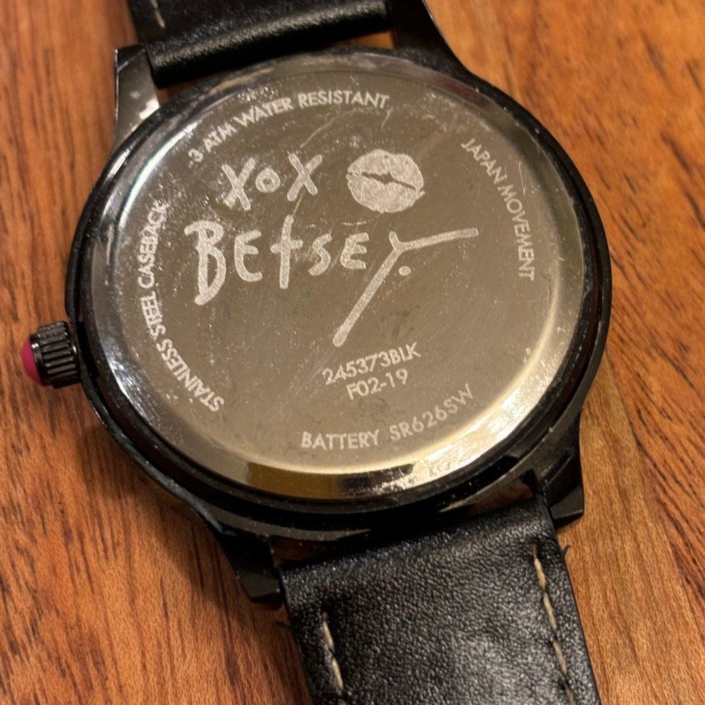 Betsey Johnson Panda Unicorn Watch Black Crystal Bezel Polyurethane Band Ladies - Picture 5 of 7